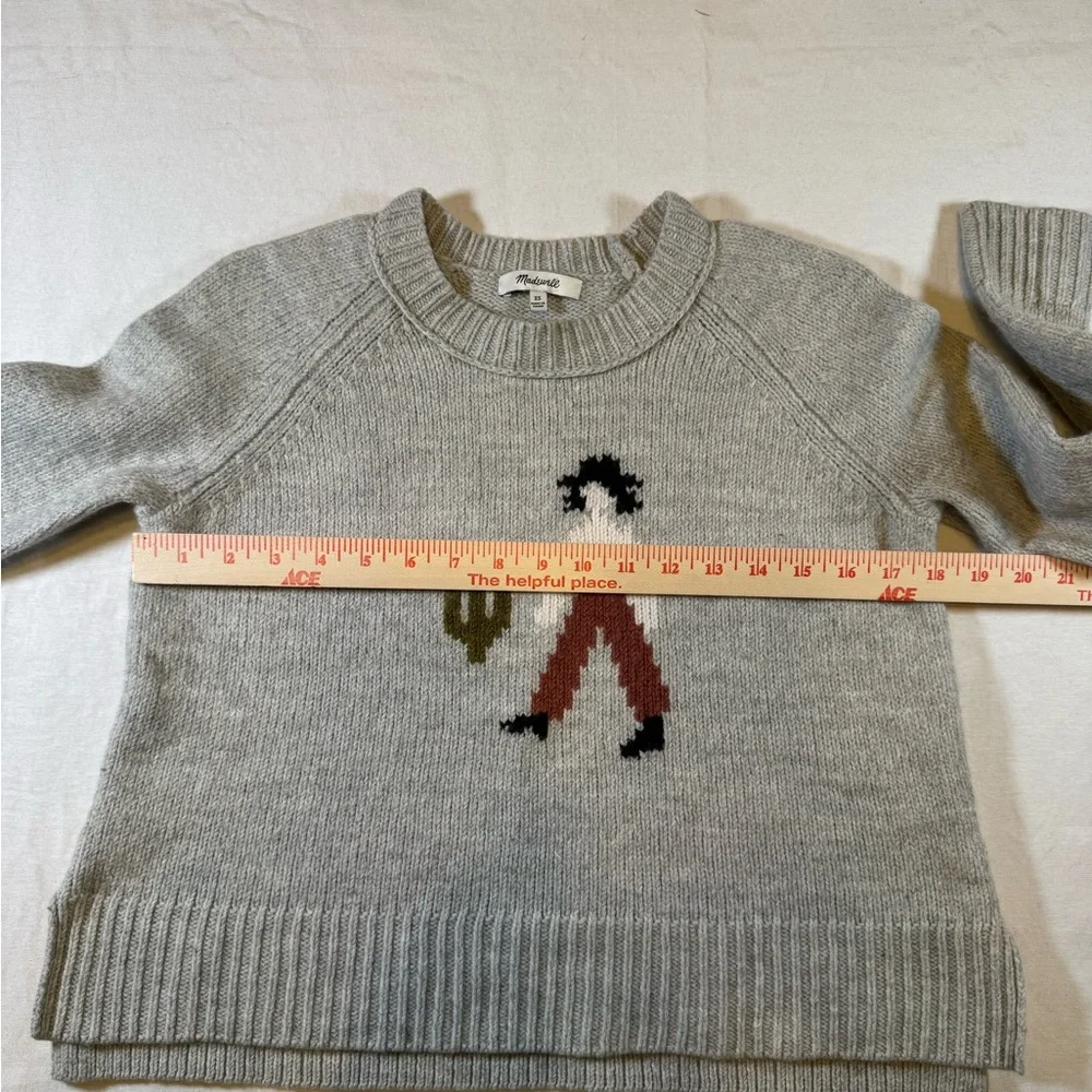 Madewell El Rancho Gray Western Knit Sweater - Made with Supersoft Wool Blend - Picture 5 of 8